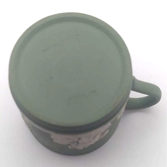 Vintage Wedgwood Sage Green Jasperware Demitasse Cup & Saucer England Porcelain - Picture 9 of 10